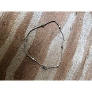 925 Italy Sterling Silver Vintage Bead Ball Chain Bracelet Anklet 9 1/2"